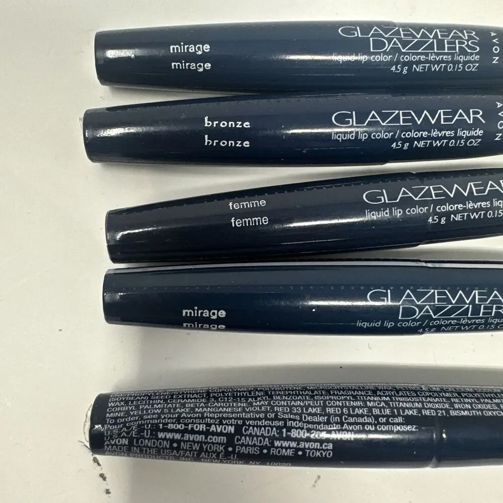 Avon Glazewear Dazzle Liquid Lip Color Lip Gloss Lot of 5 New Sealed